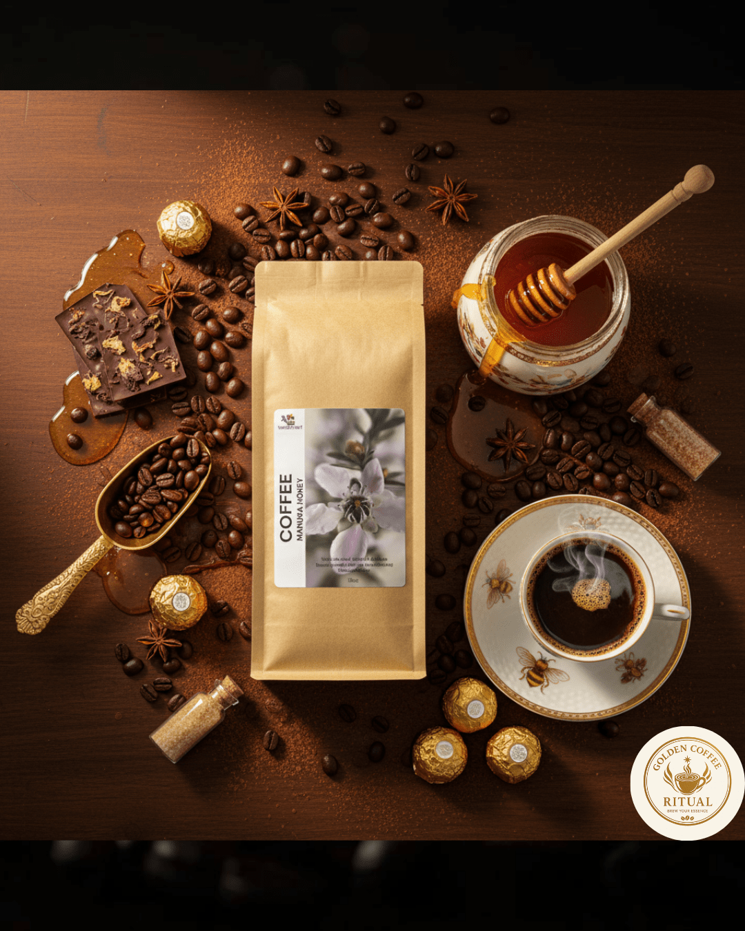 Glazed with Nature’s Gold — 100% Organic Arabica Beans - Golden Coffee Ritual